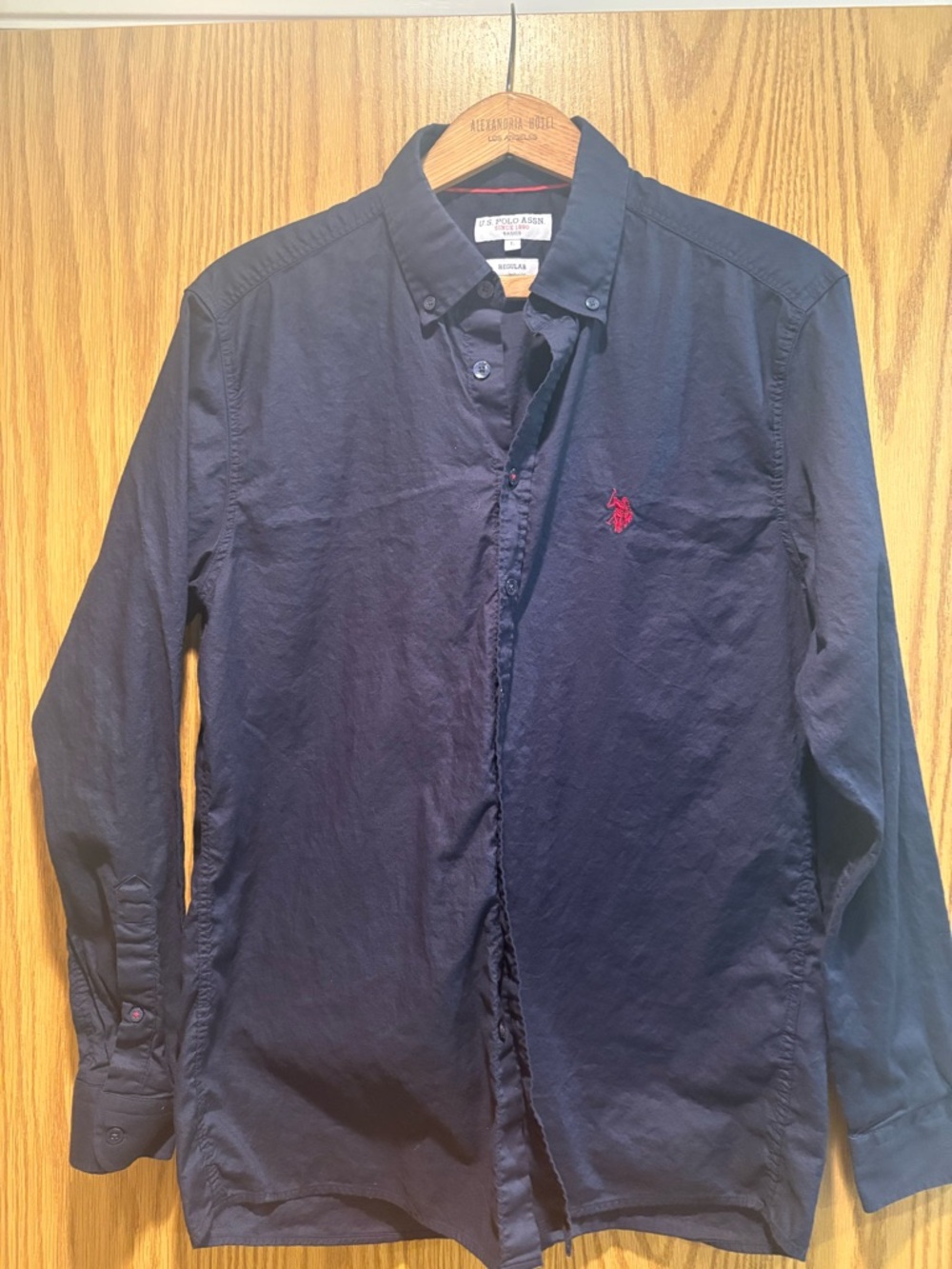 U.S. Polo Assn. Men's Navy Button-Down Shirt with Red Logo